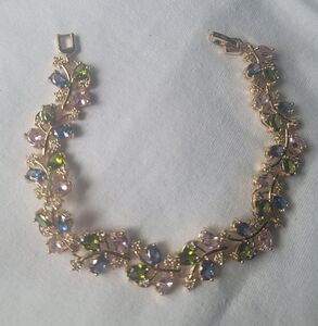 Gold Bracelet with Multicolor Gemstones